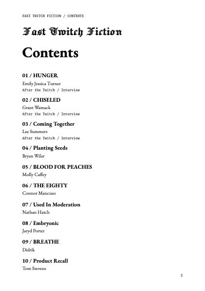 Fast Twitch Fiction - Issue 001 (PDF)