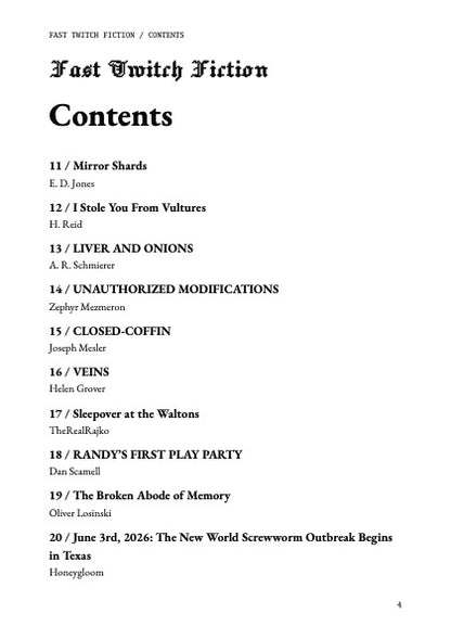 Fast Twitch Fiction - Issue 001 (PDF)